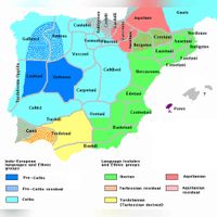 Etnografische en taalkundige kaart van het Iberisch schiereiland rond 200 vGT (aan het einde van de Tweede Punische Oorlog). Gebaseerd op de kaart van de Portugese archeoloog Luís Fraga (luisfraga@arqueotavira.com), van het 