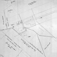 Plattegrond van het dorp de Lage Vuursche in ca. 1700-1800. Bron: Het Utrechts Archief, 635.