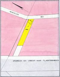 Kaart van het aan te kopen huisje aan de Mereveldseweg 4 door de gemeente Utrecht waar Lien Bijl woonde. Bron: Het Utrechts Archief, 1803.