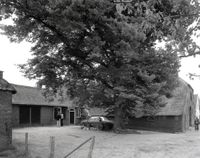 Gezicht op het bedrijfsgedeelte van de boerderij &quot;Het Blauwe Huis&quot; aan de Oude Mereveldseweg 8A in 1975. Bron: Het Utrechts Archief, catalogusnummer: 68159.
