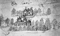 Huize Den Hoet ingetekend op een kaart uit 1556 te Vleuten. Bron en foto: Wikipedia Den Hoet.