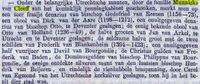 Beschrijving kranten bericht afkomstig van het Algemeen Handelsblad van 11 mei 1861, Delpher.nl. — Onder de belangrijke Utrechtsche munten, door de familie Munnicks van Cleeff aan het koninklijk penningkabinet geschonken, merkt men op een zeer fraaije denarius van bisschop Godefried van Reenen (1156—73), gen obool van Dirk van der Aare (11981212), een onuitgegeven denarius van bisschop Otto, te Deventer geslagen; de eenig bekende obool van Otto van Holland (1236—49), de halve grooten van Jan van Arkel, te Utrecht en te Deventer geslagen; de zeldzame halve groot met de twee schilden van Frederik van Blankenheim (1394—1423); een onuitgegeven half vuurijzer van David van Bourgondie; de Christus gulden van Frederik van Baden, de Dominusgulden van bisschop Philippus van Bourgondie, de eenige ontdekte zilveren munt van den laatsten bisschop Hendrik van Beijeren, en eindelijk de vierdubbele braspenning, door Carel van Egmond van het Utrechtsche kerkzilver geslagen, toen hij in het bezit dier stad was.