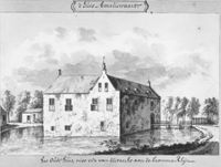 De linker- en zijgevel van huis Oud-Amelisweerd in de periode 1713.1730. Bron: Nederlands Instituut voor Kunstgeschiedenis, Den Haag.