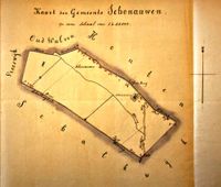 Wegenlegger kaart uit ca. 1850 van de gemeente Schonauwen zoals deze bestaan heeft vanaf 1 januari 1816 tot 31 december 1857. Bron: Het Utrechts Archief, Provinciaal Archief.