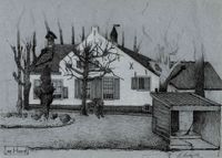 Gezicht op de voorgevel van de boerderij De Hoed bij Vleuten in 1926 aan de Belcampostraat 6 - 8. Bron: Het Utrechts Archief, catalogusnummer: 20639.