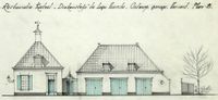 Ontwerp voor een garage op het terrein van kasteel Drakestein (Slotlaan 8) in ca. 1960. Bron: Rijksdienst voor het Cultureel Erfgoed (RCE) te Amersfoort, beeldbank.