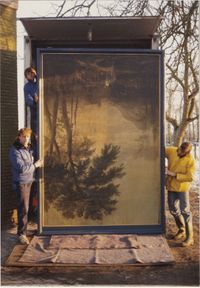 Kasteel Heemstede. Een van de schilderijen die tijdens de brand uit het kasteel zijn gehaald. Dit schilderij komt uit de Blauwe Kamer, Heemsteedseweg 26, O.J. Wttewaall, 1987, Regionaal Archief Zuid-Utrecht, identificatienummer: doos 10 (041657).