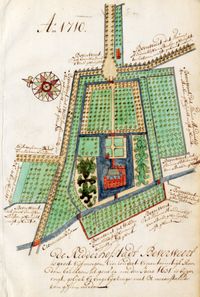 Kaart van het Landgoed Beverweerd naar de situatie van het jaar 1710. Bron: Het Utrechts Archief, 69 38.