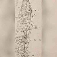 Uitsneden uit een kaart van 'Kaart van de Lek bij Vianen en Vreeswijk met de uitwaarden tussen de Lekdijk Bovendams (met nummers hoefslagen) en de Lekdijk om de Vijf Heerenlanden (no. 7)' uit 1700-1750. Waarop het dorp Honswijk en het gebied Tulle op staat ingetekend. Bron: Regionaal Archief Zuid-Utrecht (RAZU), 018, 90658, 119.