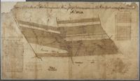 Kaart van twee tiendblokken in Schalkwijk behorende aan de Heer van Jutphaas en springende met de Heer Maeljert in 1723. Bron: Het Utrechts Archief, catalogusnummer: 2203.