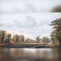 Gezicht op het dorp Schalkwijk naar een tekening van Jacobus van Liender (1696-1759). Bron: Christies.com.