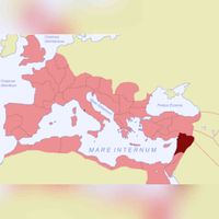kaart van het Romeinse rijk in 116 , de provincie Syrië gemarkeerd. Bron: Wikimedia Commons Syria_SPQR.png.