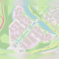 Straatplattegrond van bedrijventerrein De Vesten in 2021. Bron: Openstreetmap.org (NL).