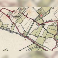 Kaart van de omgeving van het nieuwe 't Goyse dorp in de periode 1860-1900. Bron: Topografische Militaire Kaart.