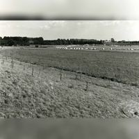 Gezicht vanaf de Utrechtseweg (links) in 1980 op het terrein waar bedrijventerrein Doornkade aangelegd zou gaan worden. Met de voorbereiding tot aanleg van het riool. Foto: Regionaal Archief Zuid-Utrecht (RAZU), 353.