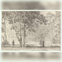 Gezicht in het park van slot Zeist in 1781 naar een tekening van J. Bosch. Bron: Het Utrechts Archief, catalogusnummer:	 107521.