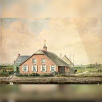 Gezicht op de voorgevel en de rechter zijgevel van een boerderij bij Vleuten in 1880-1900. Bron: Het Utrechts Archief, catalogusnummer: 206487.
