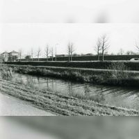 Gezicht vanaf de Koedijk richting de Rondweg en de inprikker De Camp in 1994-2000. Bron: Regionaal Archief Zuid-Utrecht (RAZU), 353.