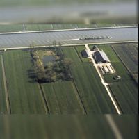 Luchtfoto van de eendenkooi naast boerderij Kanaaldijk Zuid 24 in 1985-1995. Bron: Regionaal Archief Zuid-Utrecht (RAZU), 353.