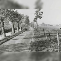 De Koedijk wat nu het Heemsteedsepad is in de richting van Houten dorp gezien. Net voor de aanleg van De Staart in 1980-1983. Bron: Regionaal Archief Zuid-Utrecht (RAZU), 353.