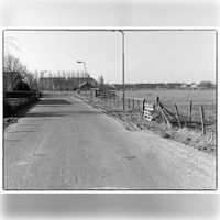 Gezicht op de Odijkseweg waar de buurt De Gilden gebouwd zou gaan worden in zuidwestelijke richting gezien. In 1981-1982. Foto: Jos Schalkwijk.