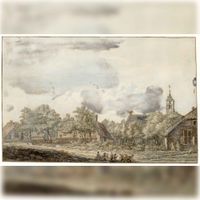 Gezicht in het dorp 't Goy in 1750 in 1749 naar een tekening van J. Liender. Bron: Het Utrechts Archief, catalogusnummer: 200544.