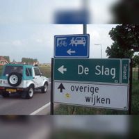 Zicht op het buurt bord van inprikker De Slag bij de noordwestelijke Rondweg in de periode 1995-1999. Bron: Regionaal Archief Zuid-Utrecht (RAZU), 353.