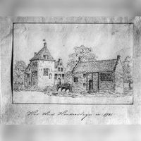 Huis Hindersteyn in 1731 naar een kopie uit 161. Bron: Museum Flehite, Amersfoort.
