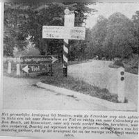 Foto uit een krantenknipsel van de oude splitsing bij de Utrechtseweg en Herenweg (Nu Lupine-oord, Romeinenpoort, De Poort) gezicht op 1940-1950. Bron: Regionaal Archief Zuid-Utrecht (RAZU), 033.