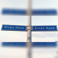 Straatnaamborden 'Diepe Hoon' en 'Brede Hoon' in maart 2022. Foto: Sander van Scherpenzeel.