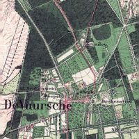 Plattegrond van het dorp de Lage Vuursche uit 1897 de heidegrond was onderdeel van de hofstede Craailo (rechtsboven). Bron: Topotijdreis.nl.