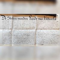 Akte waarbij de Staten van Utrecht verklaren, dat de weg van huis Hardenbroek naar Cothen niet valt onder de ridderschouw of andere schouwen, maar een eigen weg is van het huis en de heerlijkheid Hardenbroek, 1678 mei 31. Bron: Het Utrechts Archief, 1010, 3053.