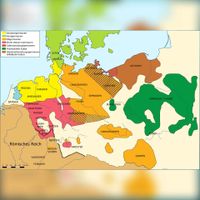 Kaart van de Germaanse stammen rond 50 na Christus met details van het nederzettingsgebied van de Warnen. Bron: Wikipedia De Warnen.