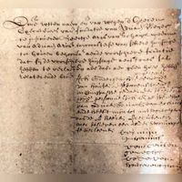 Insinuatie namens de executeurs-testamentair aan Adriaan Areinsz. tot ontruiming van een huis in Houten in 1675. Bron: HUA, 755, 96.