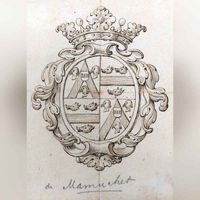 Tekening van het wapen van de familie De Mamuchet, negentiende eeuw. Bron: HUA, 1135, 693.