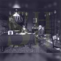 Jhr. Henricus zittend in zijn kamer op Landgoed Nieuw-Amelisweerd te Bunnik tezamen met zijn tweede vrouw Marguérite Marie Elisabeth Jeanne Ghislaine van de Vin omstreeks 1910. Foto: Familie Bosch van Drakestein.