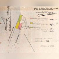 Aankoop door de gemeente Schalkwijk besluit van 8 juni 1950 van diverse percelen aan de Wickenburghselaan voor de ontwikkeling van woningen. Bron: RAZU, 111.