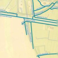 Kaart waarop de Bermsloot A27 West ten westen van de rijksweg A27 aansluit op De Hoon west en parallel langs de Turbinepad loopt. Kaart: Hoogheemraadschap De Stichtse Rijnlanden, Houten, 2012.