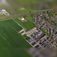 Luchtfoto gezien vanuit het zuidwesten met rechtsonder het noordelijke deel van De Wiese met diagonaal Biester dwarstocht in 2019. Foto: Slagboom en Peeters Luchtfotografie B.V..