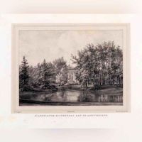 Park met waterpartij en doorkijk naar de hofstede St. Annalands Clingendael in 1844-1856 door Jan Dam Steuerwald. Bron: Nederlands Instituut voor Kunstgeschiedenis, Den Haag.