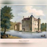 Gezicht op het kasteel Beverweerd bij Werkhoven met links een gedeelte van de voorburcht, uit het westen in 1825-1830.