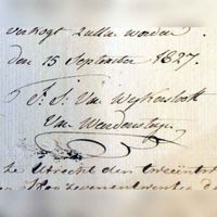 Handtekening van Franciscus Johannes baron de Wijkerslooth de Weerdesteyn onder de notariële akten om de koop van het kasteel Wulven en de ambachtsheerlijkheid te bevestigen op 15 september 1827. Bron: Het Utrechts Archief 34-4 Notarissen in de stad Utrecht U272c067 1827 Aktenummer: 91.