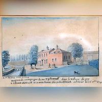 Gezicht op het landhuis Wickenburgh in 1791. Bron: Huisarchief Wickenburgh, Wttewaall.